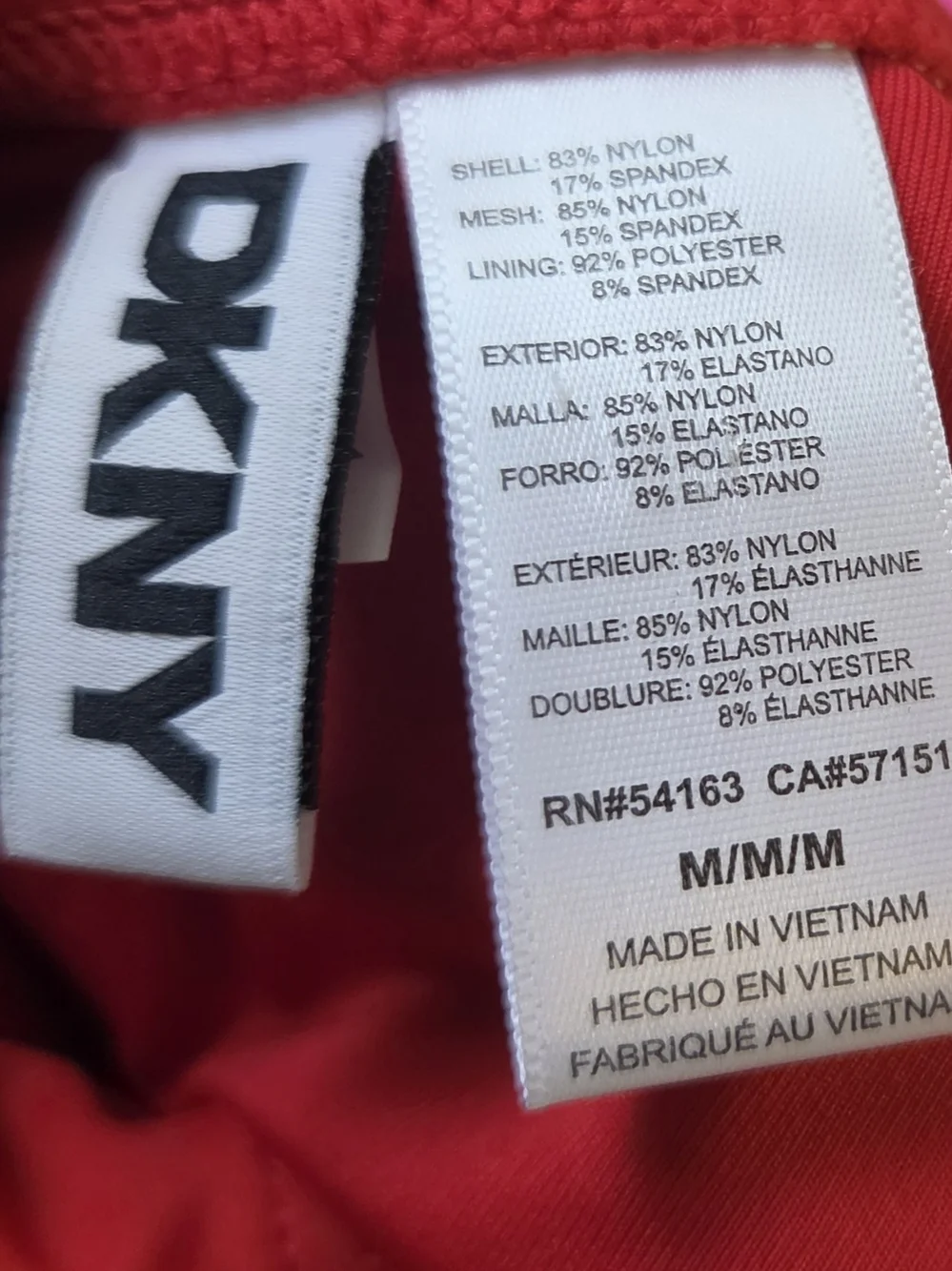 DKNY Red Ruffle Strap One-Piece Swimsuit Nwt Size Medium - Picture 7 of 7